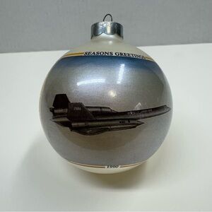 SR-71 Blackbird Jet Glass Ball Christmas Ornament 1990 Military Plain